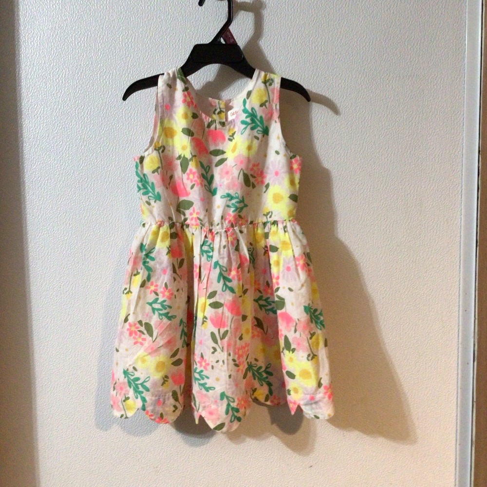 Cat & Jack Floral Print Sleeveless Dress - Pink, Yellow, Green